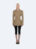 Veronika 004 Cinched Waist Blazer Olive – Ansicht 1